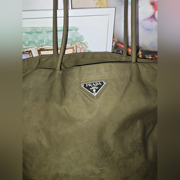 Prada Olive 🫒 Green Large Nylon Bag (EUC)(SEE PICS) - Picture 3 of 8